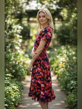 Vibrant Multicolor Midi Dress